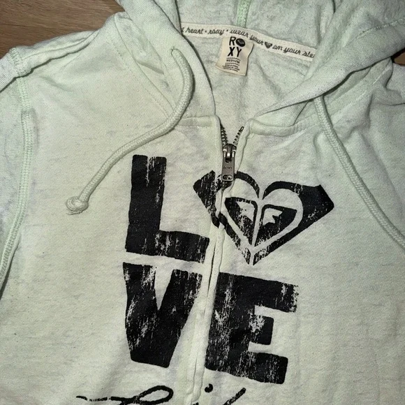 Roxy 'Love Life' Zip Hoodie - Pale Mint - Picture 3 of 4